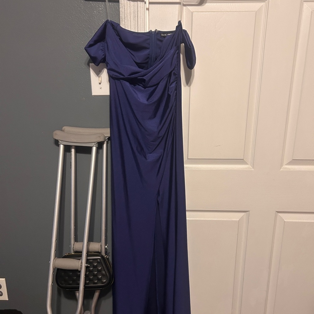 Fashion Nova Off-Shoulder Dress in Deep Blue